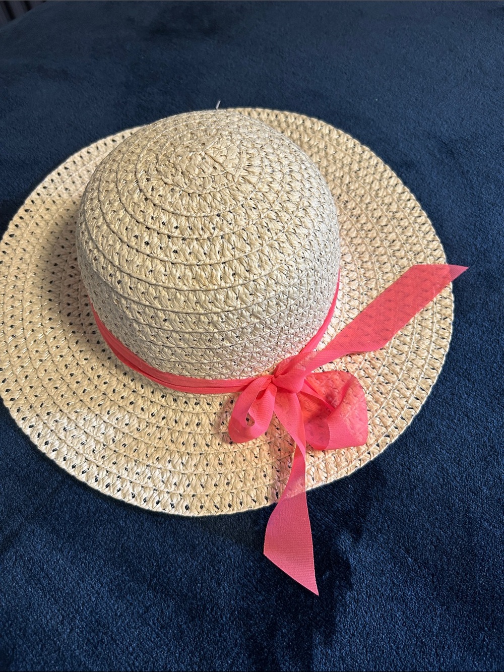 Straw Sun Hat with Pink Bow - NEW